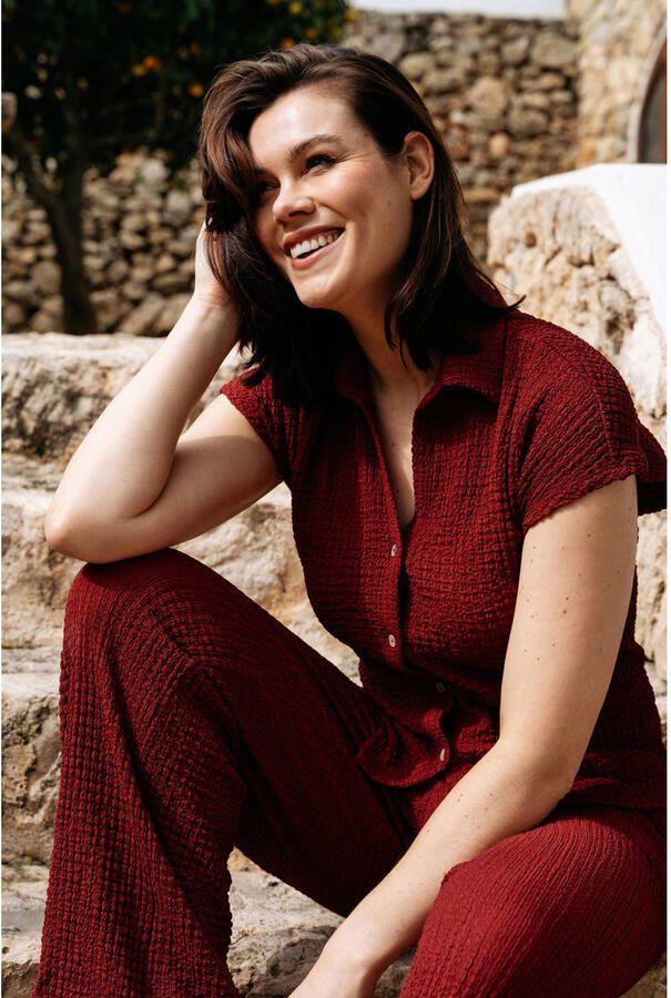 &Co Woman blouse met textuur rood - Foto 2