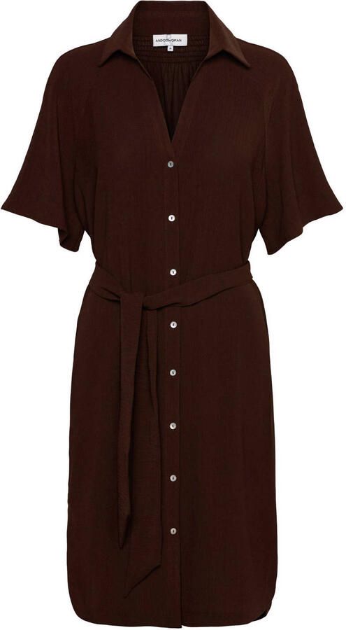 &Co Woman blousejurk met ceintuur bruin