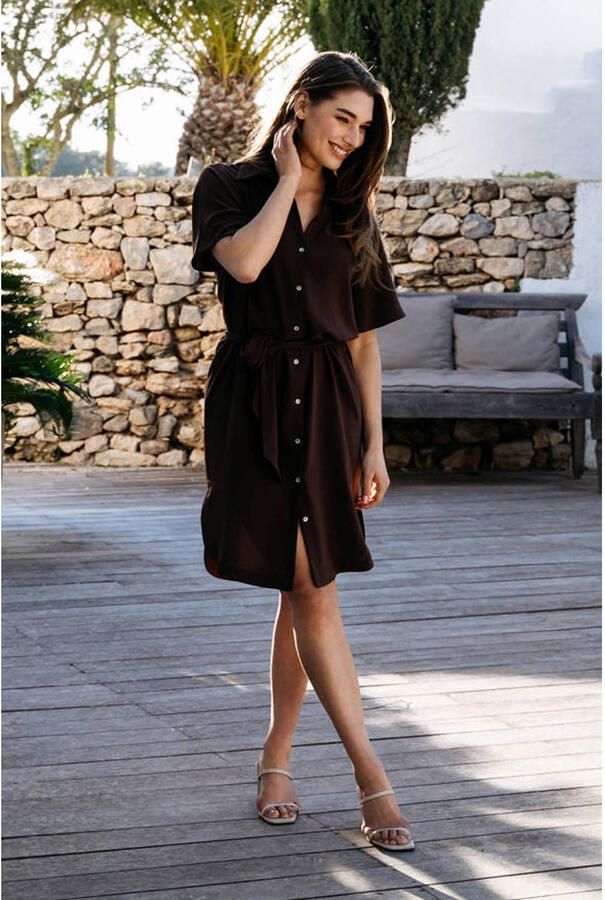 &Co Woman blousejurk met ceintuur bruin - Foto 2