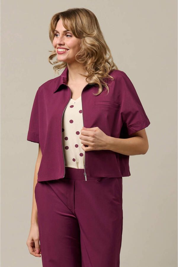 &Co Woman cropped blazer donkerrood