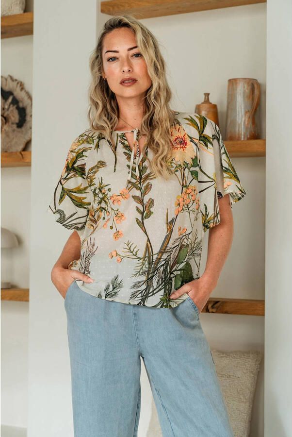 &Co Woman gebloemde blousetop wit