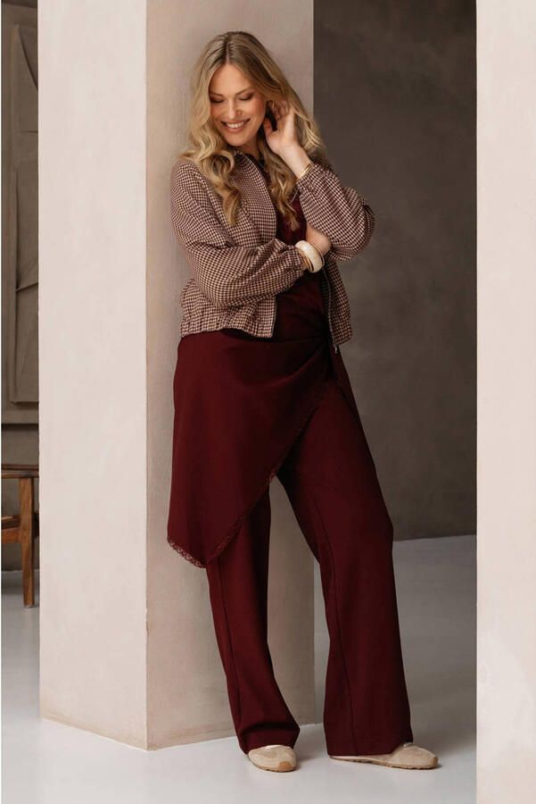&Co Woman geruit jasje met backprint bruin