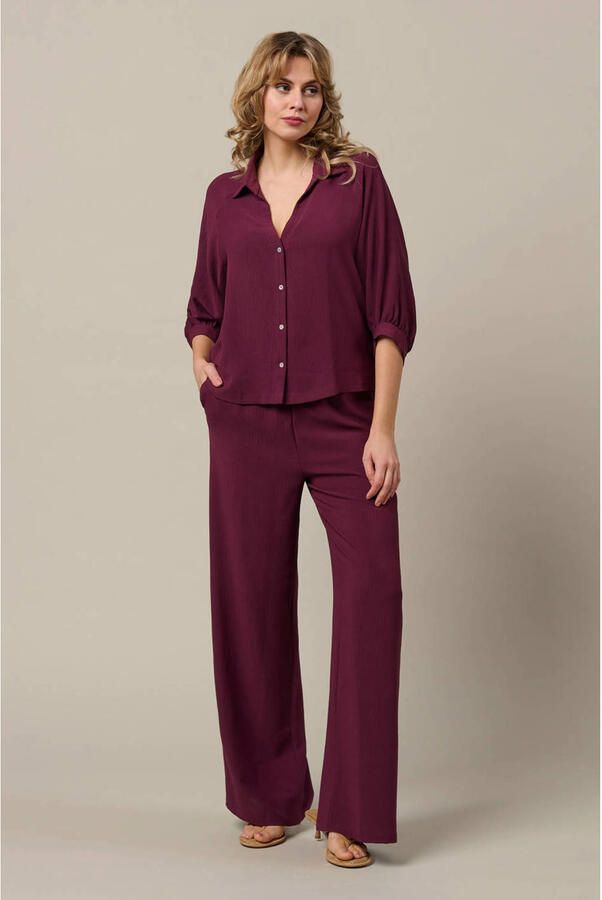 &Co Woman high waist broek donkerrood