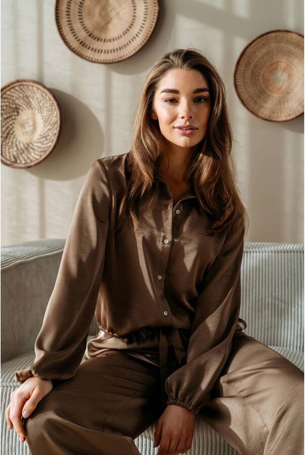 &Co Woman high waist casual broek bruin - Foto 2