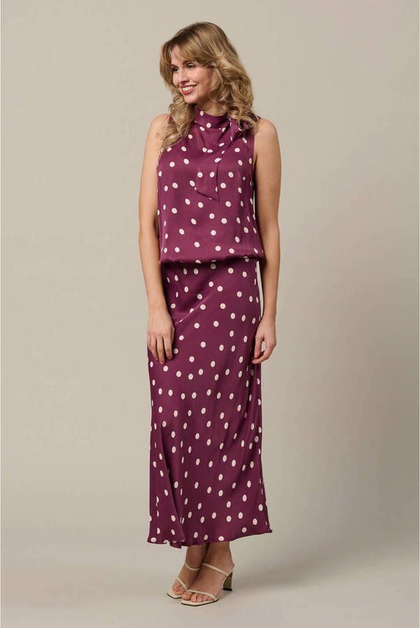 &Co Woman maxi rok met stippen donkerrood