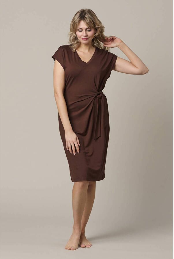 &Co Woman midi jurk donkerbruin
