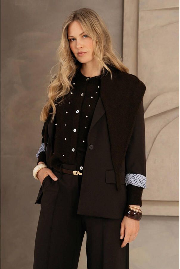 &Co Woman oversized blazer donkerbruin