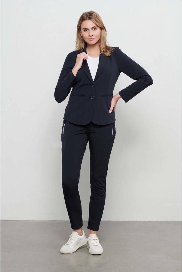 &Co Woman rechtvallende blazer PHILEINE van travelstof marineblauw