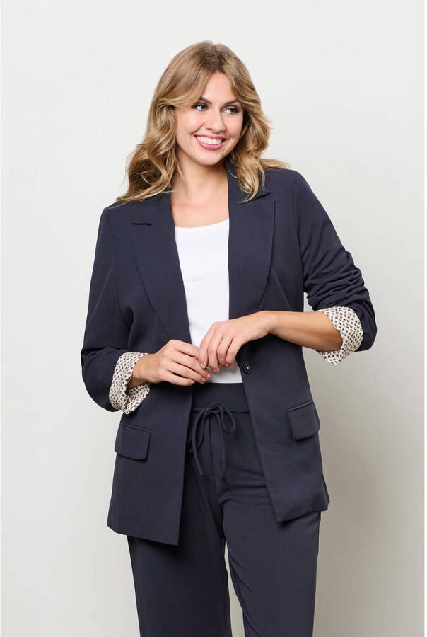 &Co Woman regular blazer donkerblauw