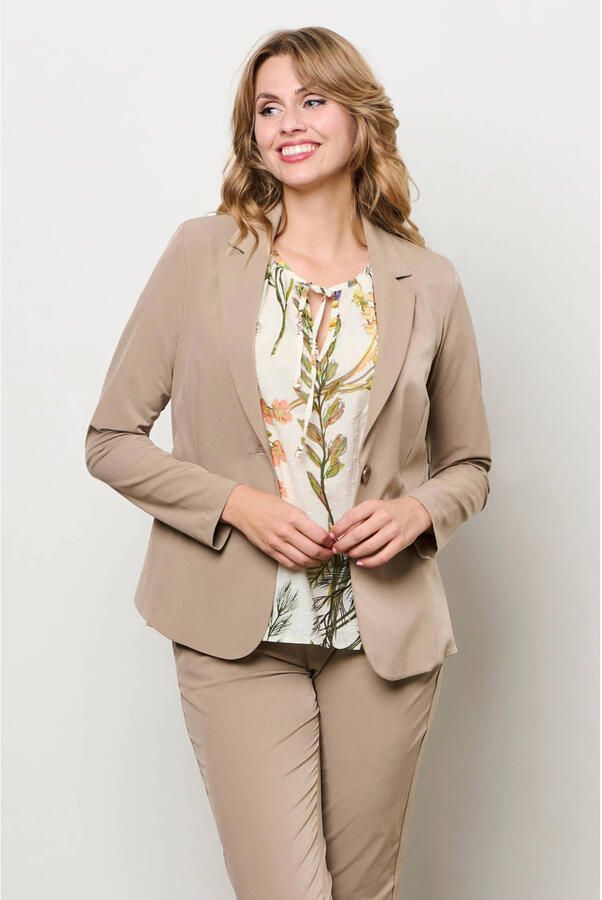 &Co Woman regular high waist casual broek taupe