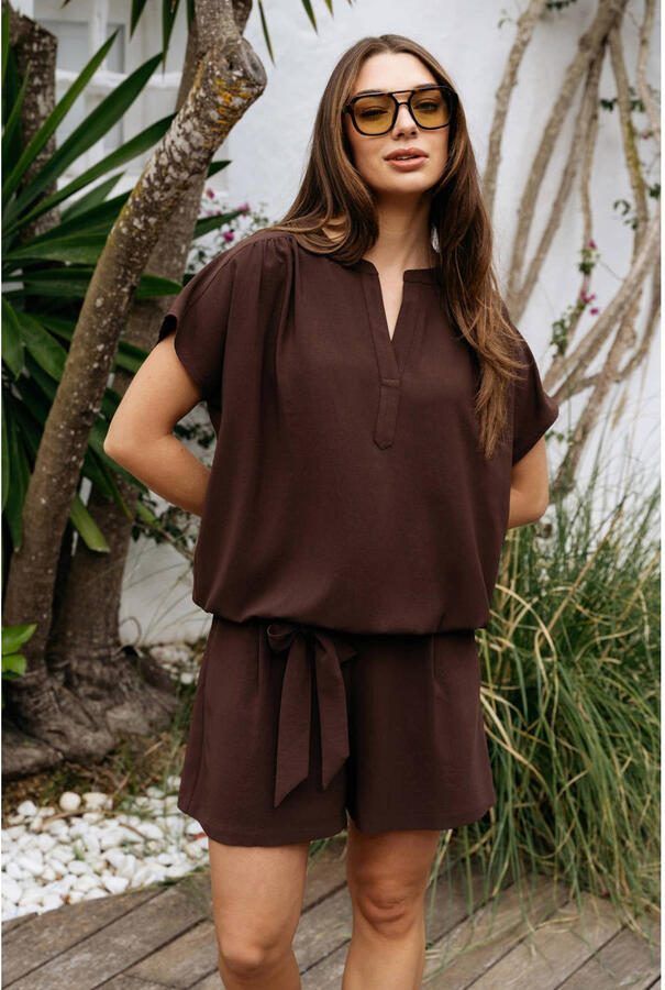 &Co Woman regular waist loose korte broek bruin