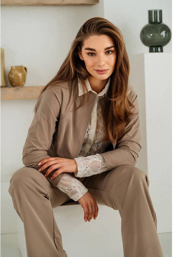 &Co Woman relaxed regular waist casual broek taupe - Foto 3