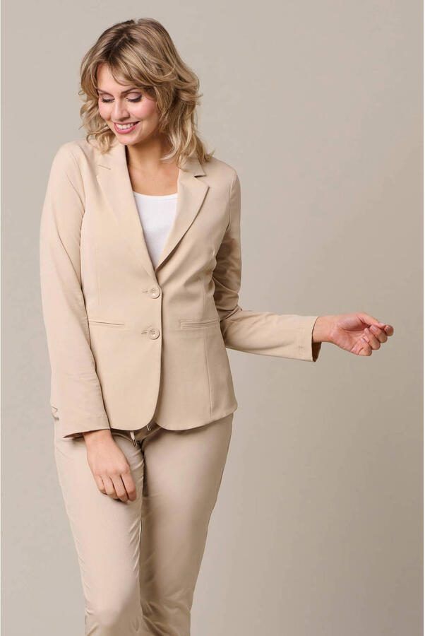 &Co Woman straight fit broek van travelstof PENNY TRAVEL zand