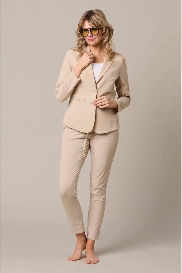 &Co Woman straight fit broek van travelstof PENNY TRAVEL zand - Foto 2