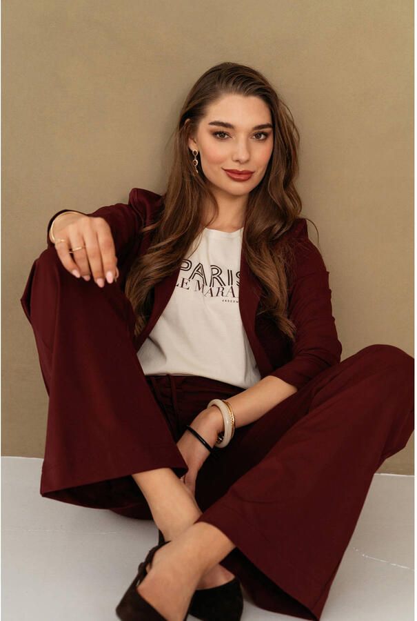 &Co Woman straight leg broek donkerrood - Foto 2