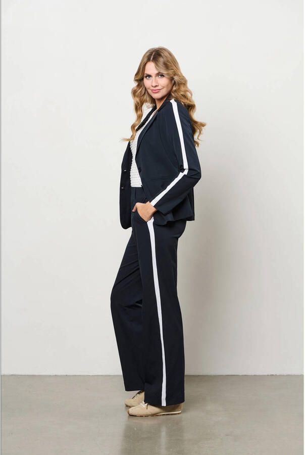 &Co Woman straight regular waist broek donkerblauw