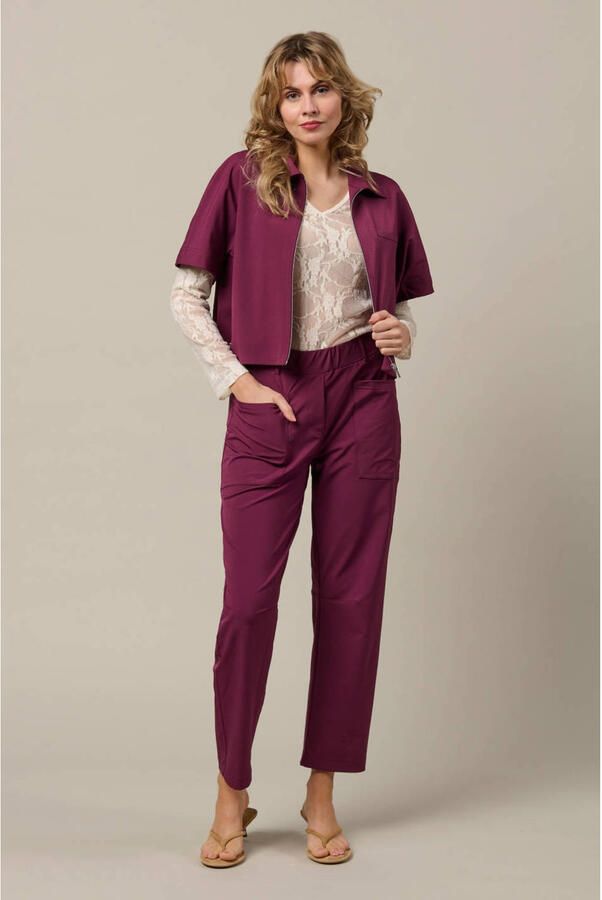 &Co Woman straight regular waist broek donkerrood