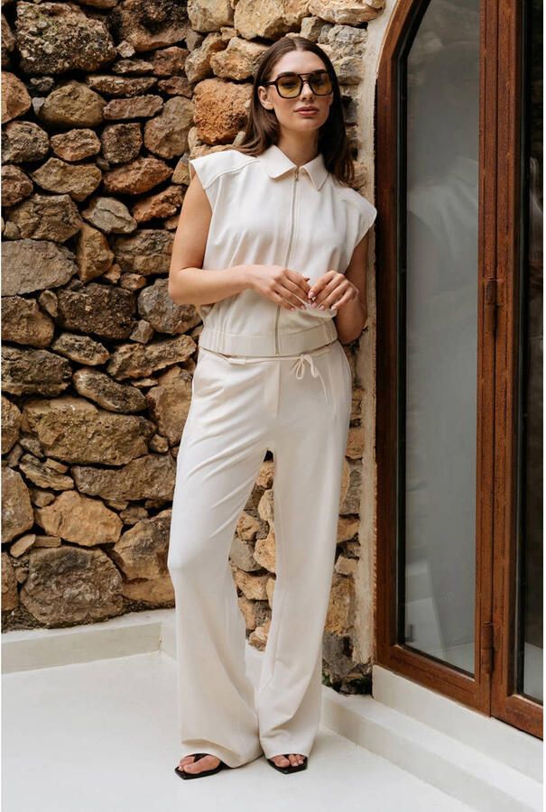 &Co Woman straight regular waist broek ecru