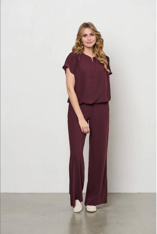 &Co Woman straight regular waist casual broek donkerpaars