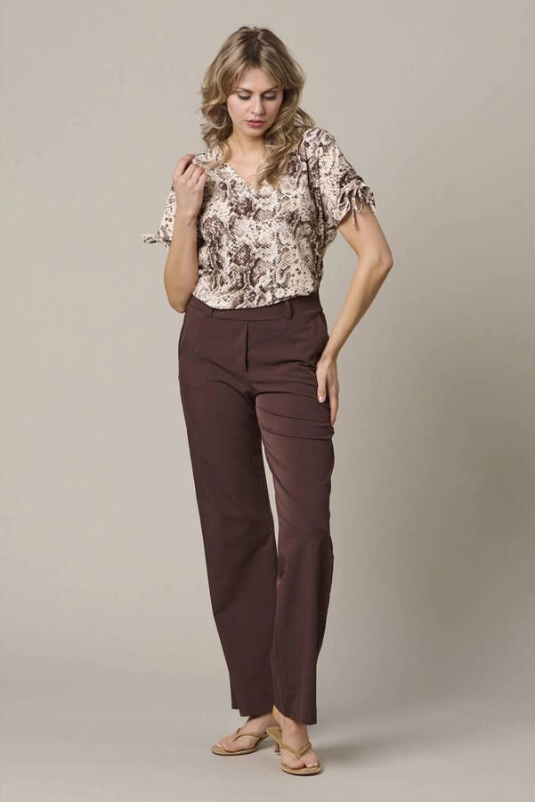 &Co Woman straight regular waist pantalon donkerbruin - Foto 2