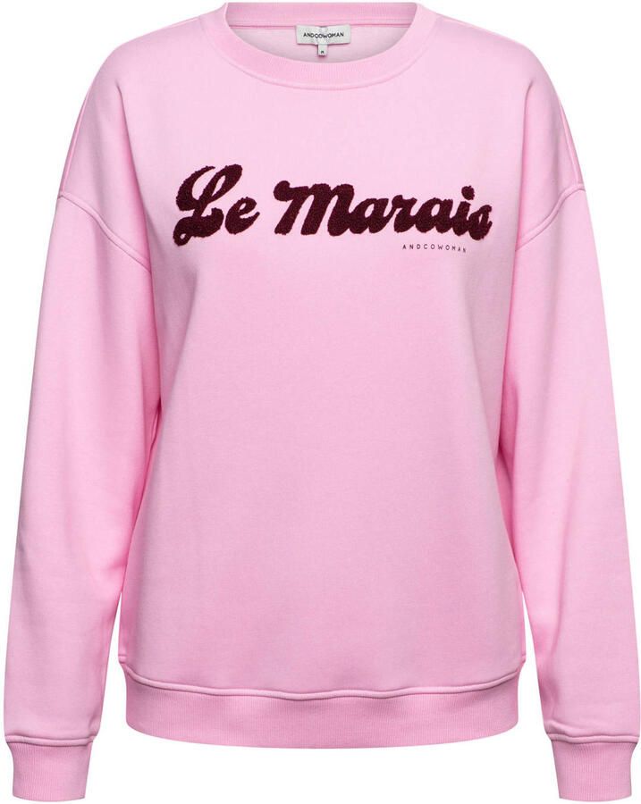 &Co Woman sweater met tekst lichtroze