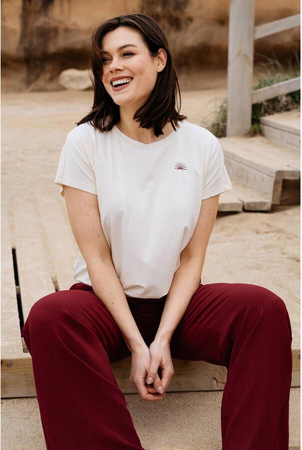 &Co Woman T-shirt met elastische boord en backprint ecru - Foto 3
