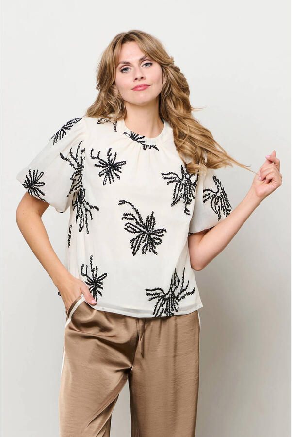 &Co Woman top ecru met pailletten