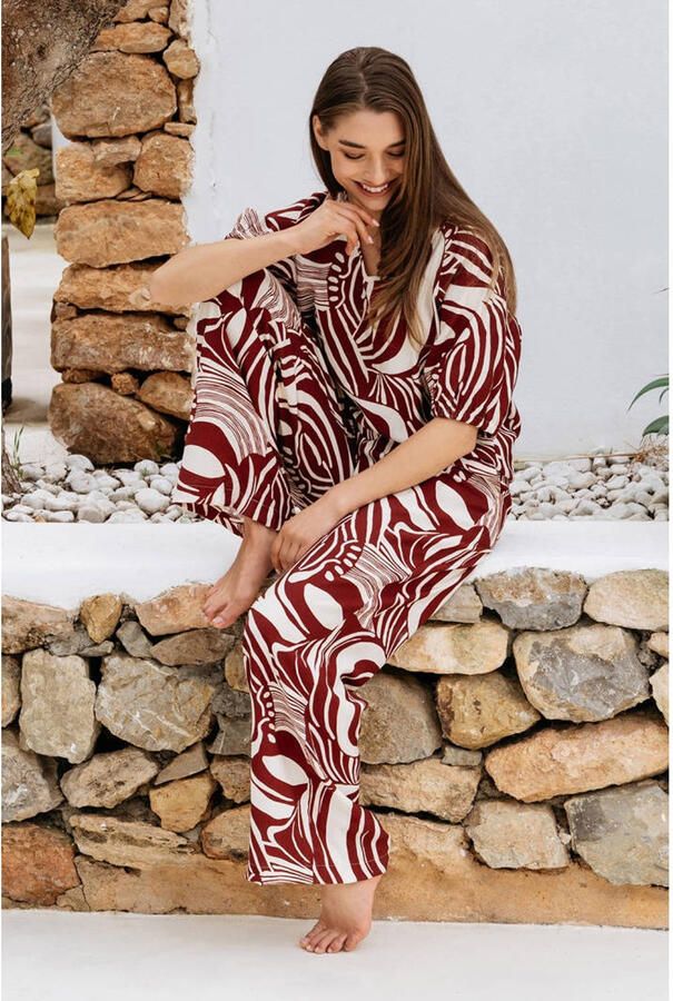 &Co Woman top met print donkerrood - Foto 2