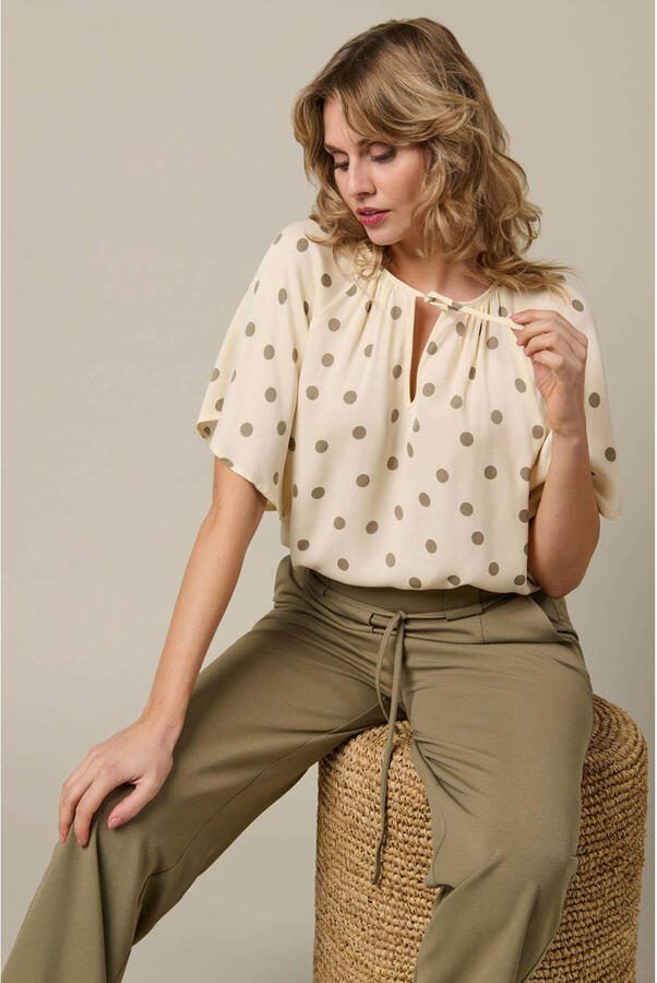 &Co Woman top met stippen ecru