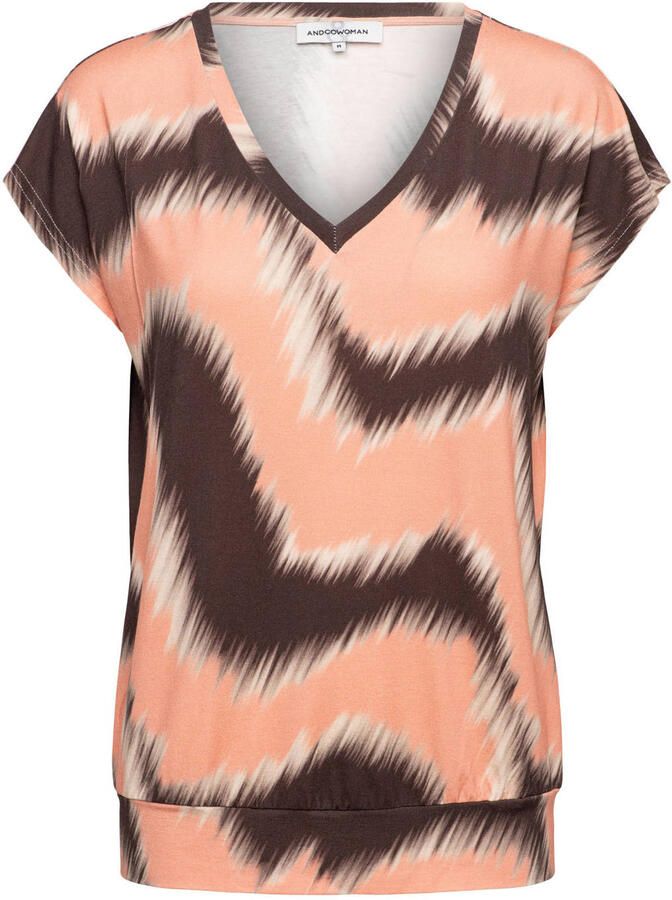 &Co Woman top met print bruin