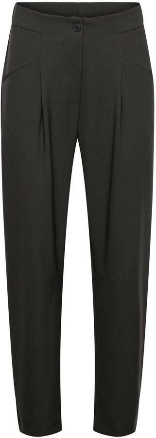 &Co Woman travelstof slim fit broek met plooien donkergroen