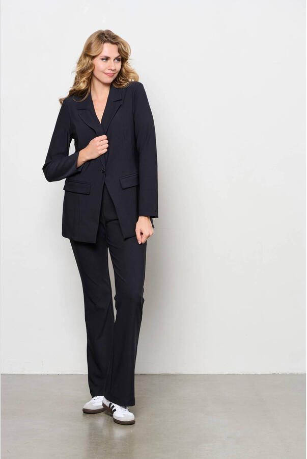 &Co Woman travelstof straight regular waist pantalon zwart - Foto 3