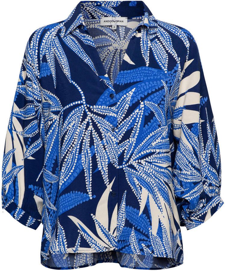 &Co Woman viscose blouse met print blauw