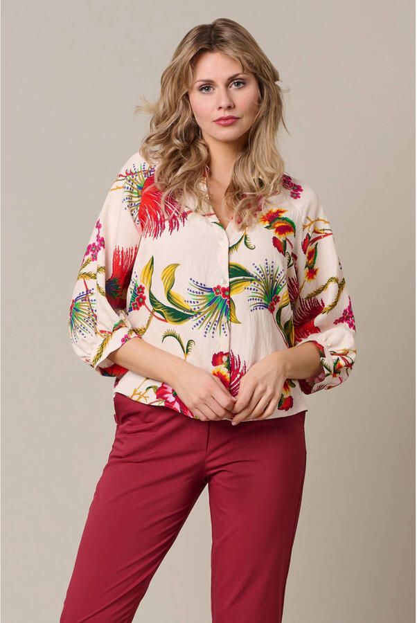 &Co Woman viscose gebloemde blouse ecru