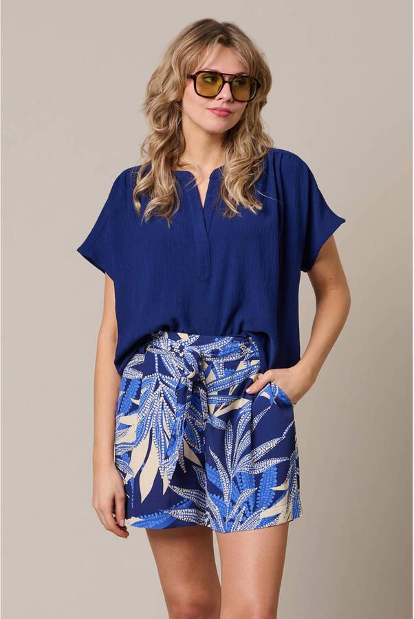 &Co Woman viscose wide leg broek blauw