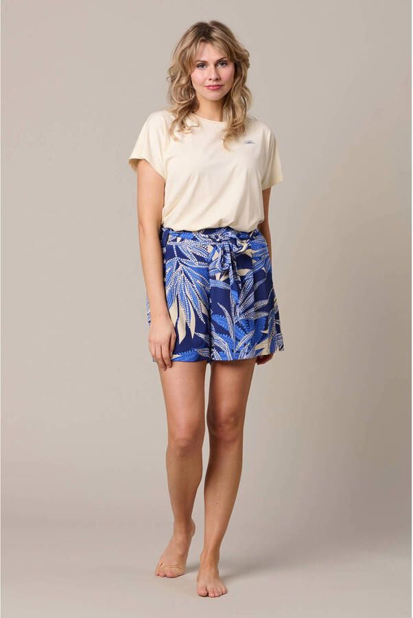 &Co Woman viscose wide leg broek blauw - Foto 3