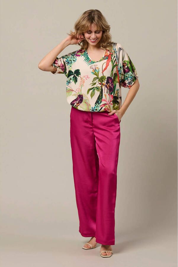 &Co Woman wide leg regular waist pantalon fuchsia - Foto 3