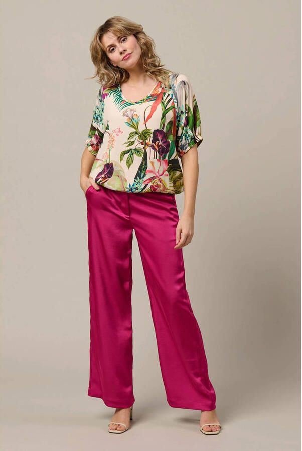&Co Woman wide leg regular waist pantalon fuchsia - Foto 2
