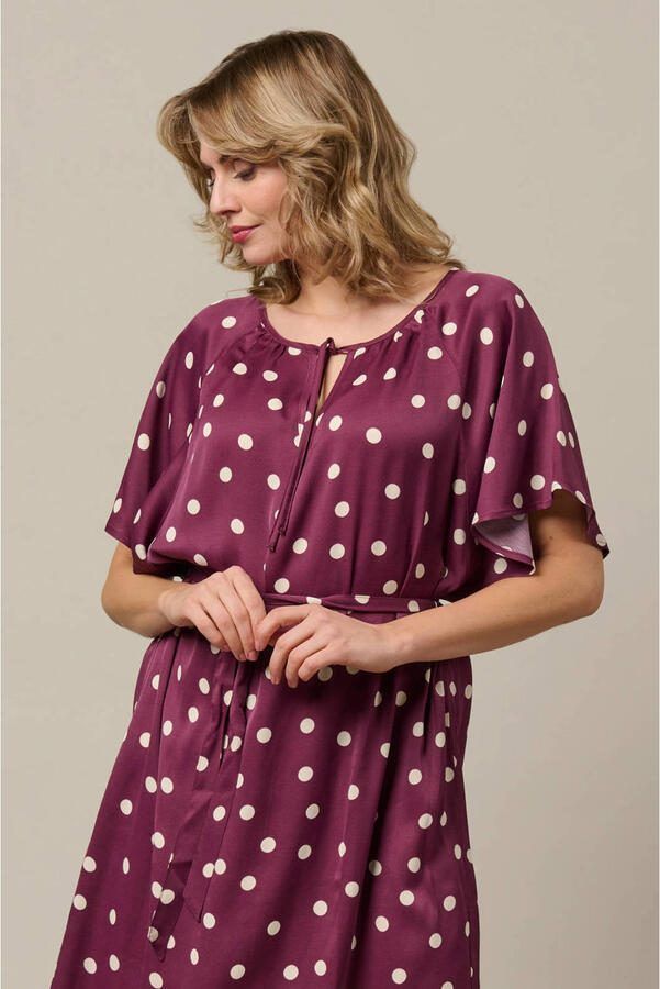 &Co Woman zomerjurk met stippen donkerrood