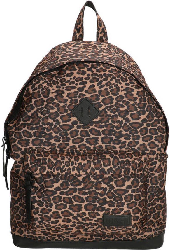 Enrico Benetti 14 inch rugzak Londen met panterprint bruin