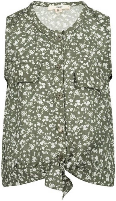 Esprit blouse met all over print groen wit Meisjes Viscose Ronde hals All over print 152
