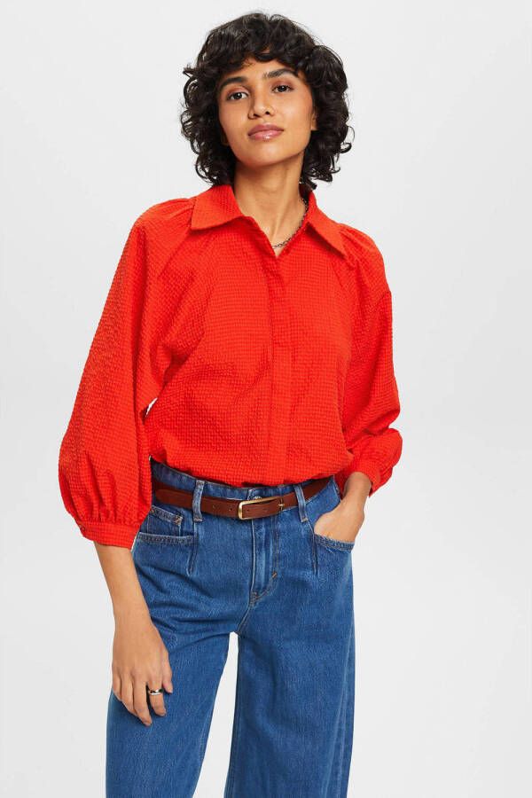 ESPRIT blouse met textuur rood
