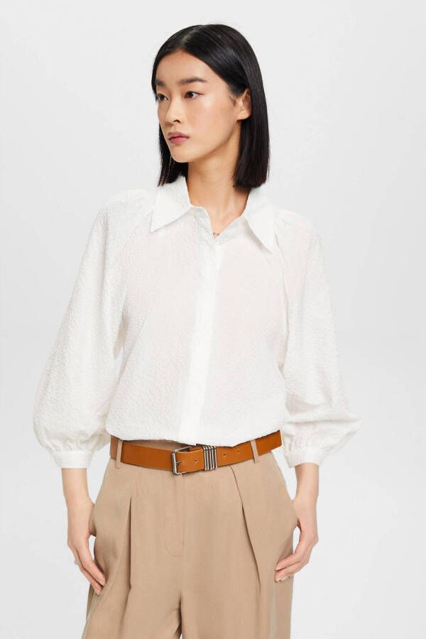 ESPRIT blouse met textuur wit