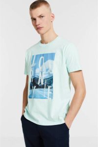 ESPRIT edc Men T-shirt met logo light aquagreen