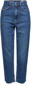 ESPRIT edc Women cropped high waist straight fit jeans blue dark wash