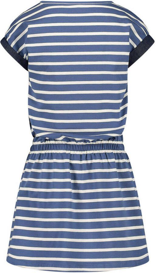 Esprit gestreepte jurk blauw wit donkerblauw Meisjes Stretchkatoen Ronde hals 176