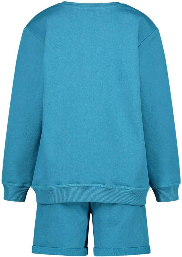 Esprit sweater + T-shirt + short geel Shirt + broek Blauw Logo 104-110