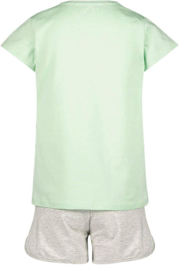 Esprit T-shirt + short lichtgroen lichtgrijs melange Shirt + broek Meisjes Katoen Ronde hals 164