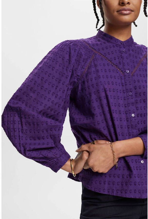 ESPRIT geweven blouse met open detail paars