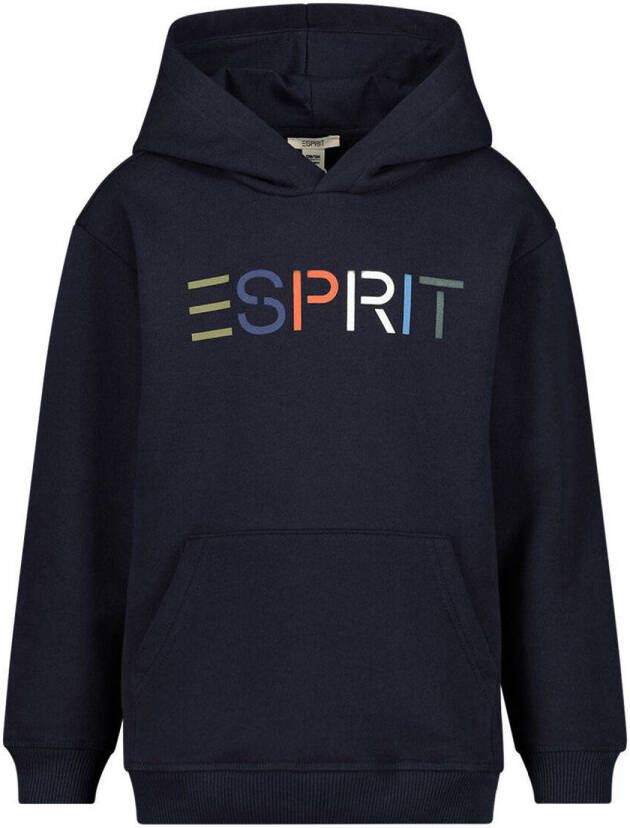 Esprit hoodie + longsleeve met logo donkerblauw lichtblauw Sweater Logo 104-110